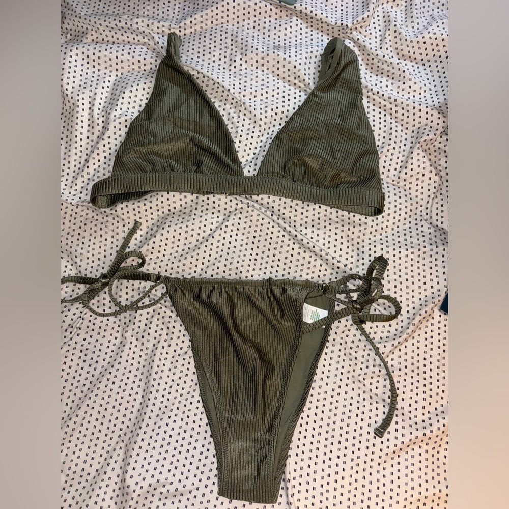 American Eagle Outfitters Olive Bikini Set
